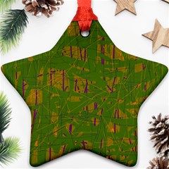 Green Pattern Star Ornament (two Sides)  by Valentinaart