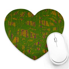 Green Pattern Heart Mousepads