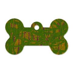 Green Pattern Dog Tag Bone (one Side)