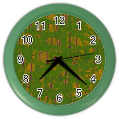 Green Pattern Color Wall Clocks