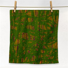 Green Pattern Face Towel by Valentinaart