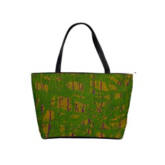 Green Pattern Shoulder Handbags