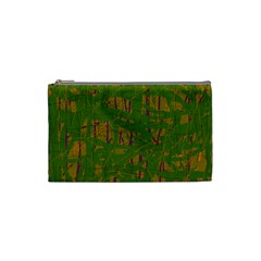 Green Pattern Cosmetic Bag (small)  by Valentinaart