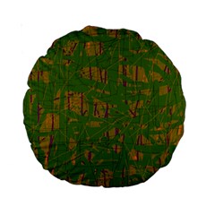 Green Pattern Standard 15  Premium Round Cushions by Valentinaart