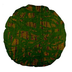 Green Pattern Large 18  Premium Round Cushions