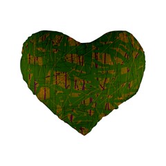 Green Pattern Standard 16  Premium Heart Shape Cushions