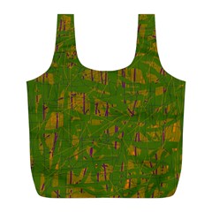 Green Pattern Full Print Recycle Bags (l) 