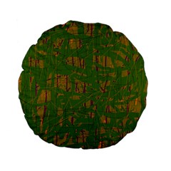 Green Pattern Standard 15  Premium Flano Round Cushions