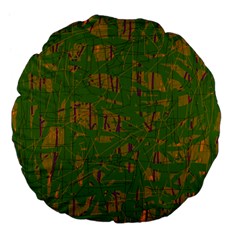 Green Pattern Large 18  Premium Flano Round Cushions