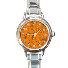 Orange Pattern Round Italian Charm Watch