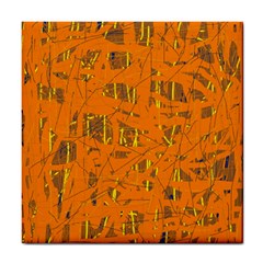 Orange Pattern Tile Coasters by Valentinaart