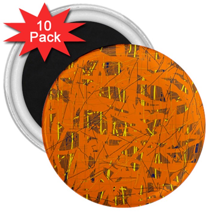 Orange pattern 3  Magnets (10 pack) 