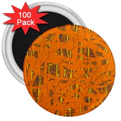 Orange Pattern 3  Magnets (100 Pack)