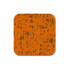 Orange Pattern Rubber Square Coaster (4 Pack) 