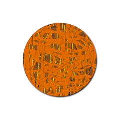 Orange Pattern Rubber Round Coaster (4 Pack) 