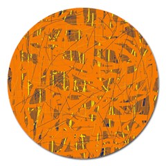 Orange Pattern Magnet 5  (round) by Valentinaart