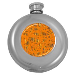 Orange Pattern Round Hip Flask (5 Oz)