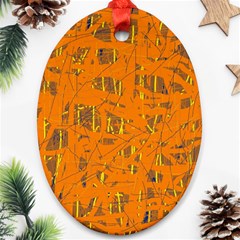 Orange Pattern Oval Ornament (two Sides)