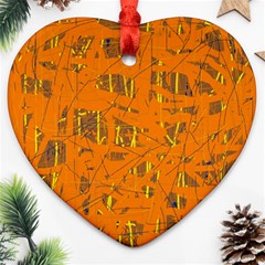 Orange Pattern Heart Ornament (2 Sides)