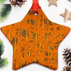 Orange Pattern Star Ornament (two Sides) 