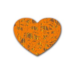 Orange Pattern Heart Coaster (4 Pack) 