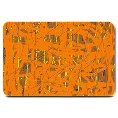 Orange Pattern Large Doormat  by Valentinaart