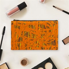 Orange Pattern Cosmetic Bag (medium)  by Valentinaart