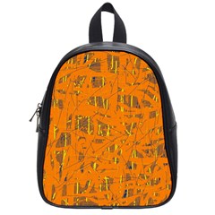 Orange Pattern School Bags (small)  by Valentinaart