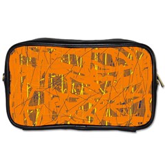 Orange Pattern Toiletries Bags 2-side by Valentinaart