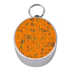 Orange Pattern Mini Silver Compasses