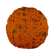 Orange Pattern Standard 15  Premium Flano Round Cushions