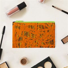 Orange Pattern Cosmetic Bag (xs) by Valentinaart