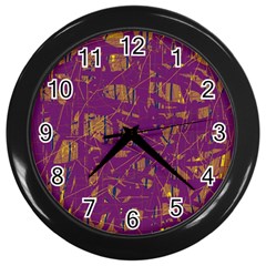 Purple Pattern Wall Clocks (black)