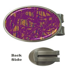 Purple Pattern Money Clips (oval)  by Valentinaart