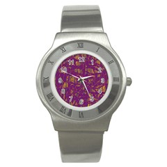 Purple Pattern Stainless Steel Watch