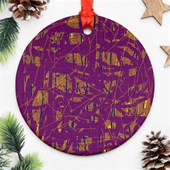 Purple Pattern Round Ornament (two Sides) 