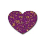 Purple pattern Rubber Coaster (Heart)  Front