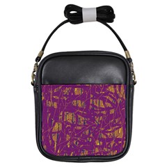 Purple Pattern Girls Sling Bags by Valentinaart