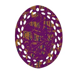 Purple Pattern Oval Filigree Ornament (2-side) 