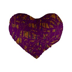 Purple Pattern Standard 16  Premium Heart Shape Cushions