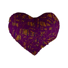 Purple Pattern Standard 16  Premium Flano Heart Shape Cushions