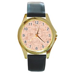 Elegant Patterns Round Gold Metal Watch