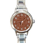 Brown pattern Round Italian Charm Watch Front