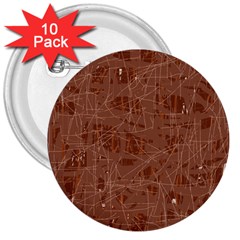 Brown Pattern 3  Buttons (10 Pack) 