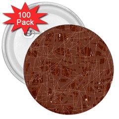 Brown Pattern 3  Buttons (100 Pack) 