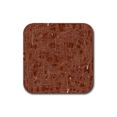 Brown Pattern Rubber Coaster (square)  by Valentinaart