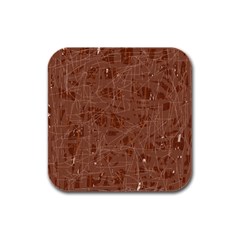 Brown Pattern Rubber Square Coaster (4 Pack) 