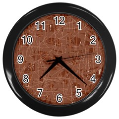 Brown Pattern Wall Clocks (black) by Valentinaart