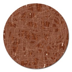 Brown Pattern Magnet 5  (round)