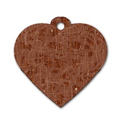 Brown Pattern Dog Tag Heart (two Sides)